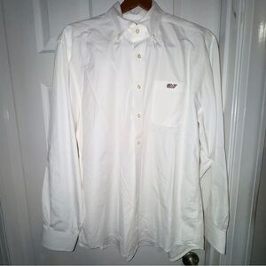 Vineyard Vines American Flag Whale Logo White Button Down Shirt. Tucker Fit. Med
